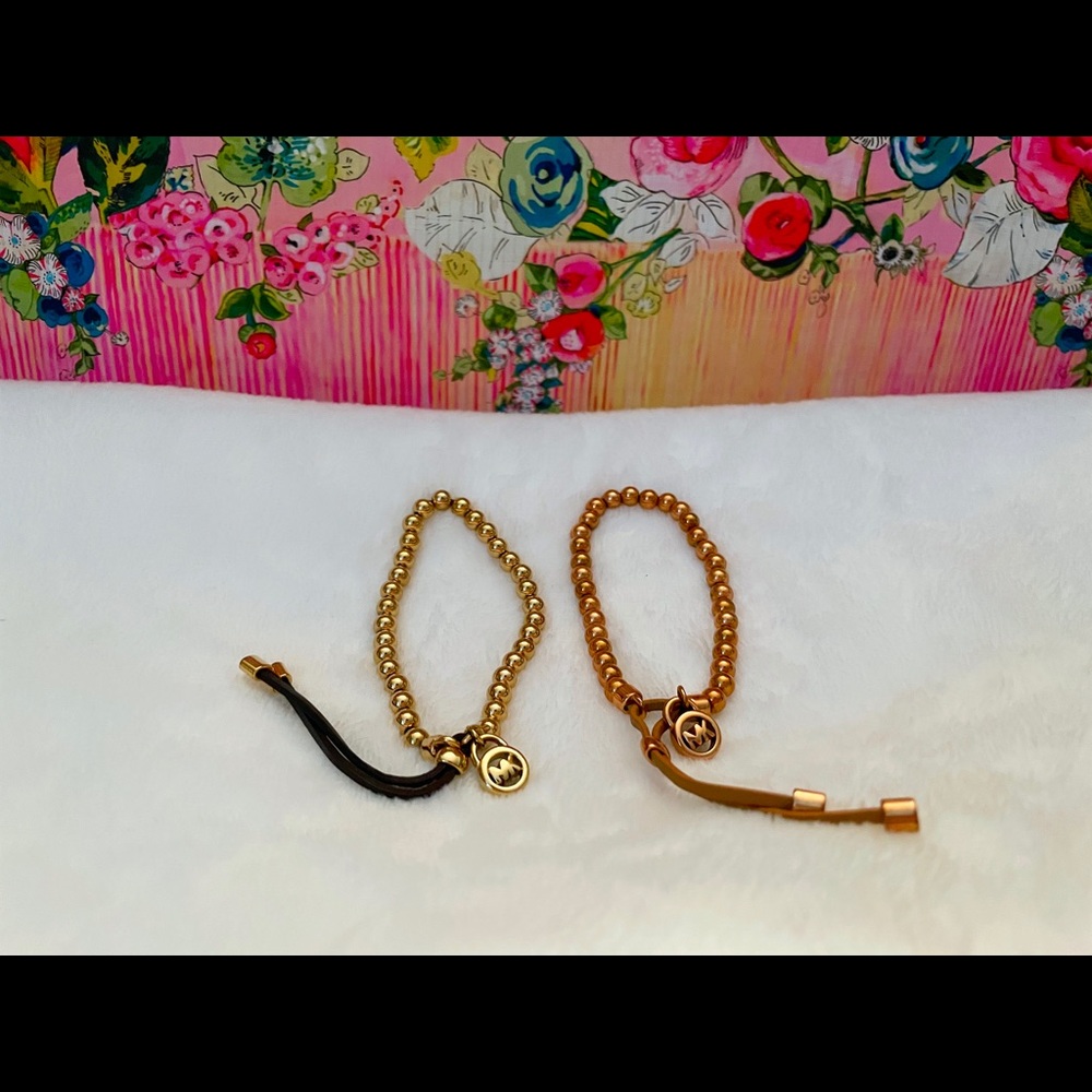 Michael Kors Gold bead & Rose Gold bead bracelets